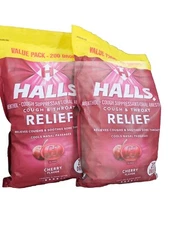 Halls Cough And Throat Relief Cherry Flavor 200 Drops (2 PACKS) 400 Total