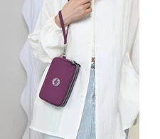 Clutch Wristlet Purse Wallet Phone Bag Three Zippered Pockets Nylon Free Ship