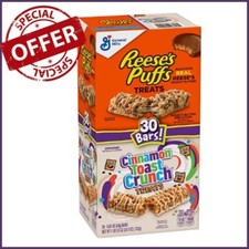 Reese's Puffs  Cinnamon Toast Crunch Cereal Bar Treats 30 ct. 