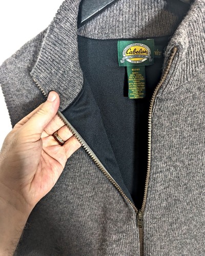 Cabela's Canadian Wool Windshear Vest Outfitter Solid Gray Full Zip Men's Large - Picture 6 of 7