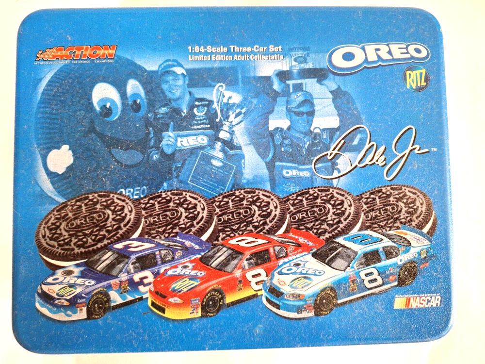 Rare Dale Earnhardt Jr. #8 Oreo/Ritz 1:64 3 car set in decorative tin