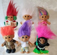 Troll Dolls Lot Of 6 Various Companies & Outfits Russ Ace TNT Pre-owned 