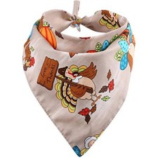Thanksgiving Dog Bandana Reversible Triangle Bibs Scarf Accessories Large khaki