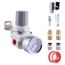 1/4" NPT Air Regulator for Compressed Air System 150 PSI Steel Protected Gauge