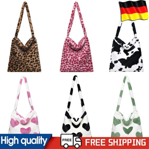 Vintage Tote Messenger Bag Large Capacity Soft Plush Top Handle Bag for