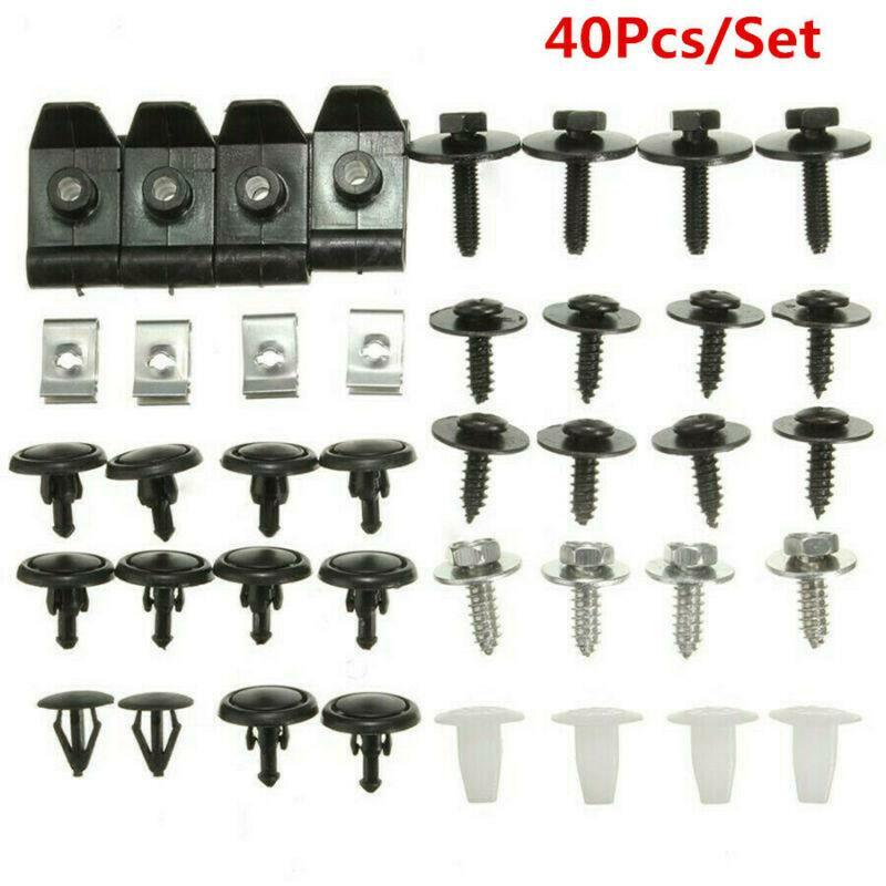 40Pcs Car Engine Cover Clips Metal Screw Bolt Fasteners Kit for Bottom Guard