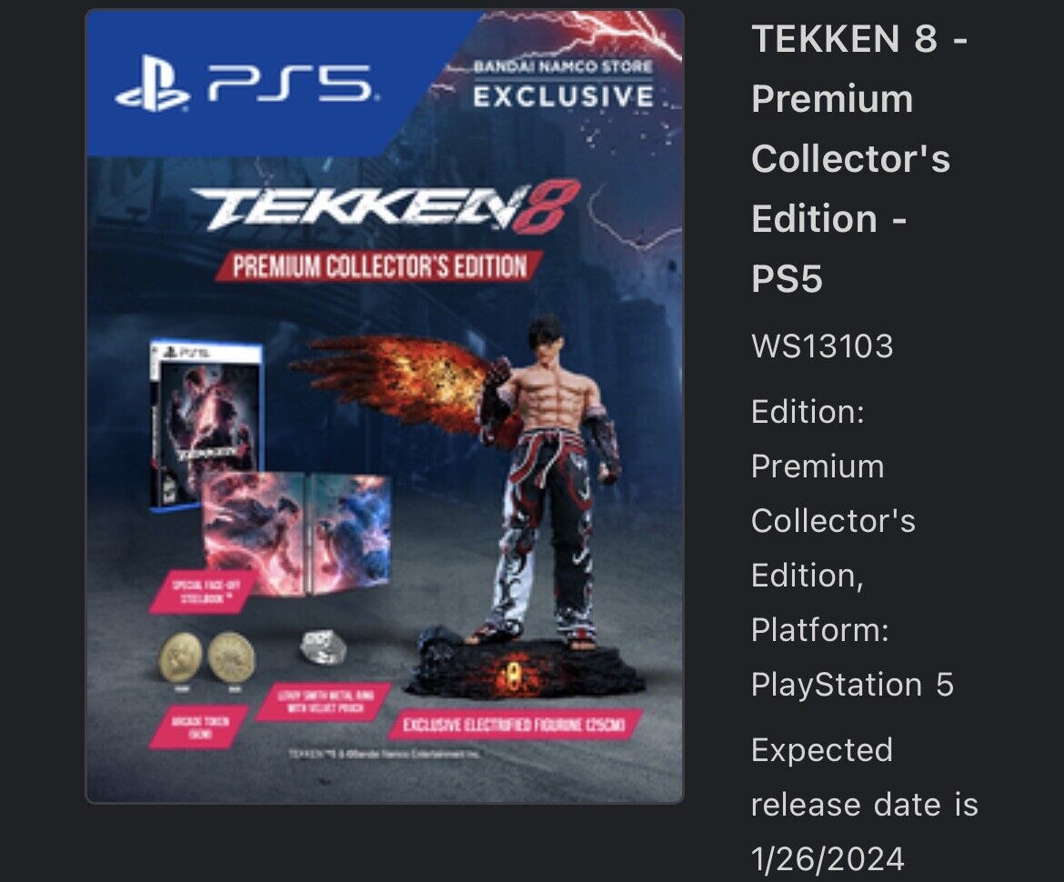 Tekken 8 Premium Collector's Edition Game PS5 PlayStation 5 Xbox