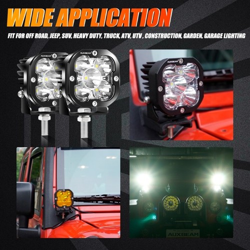AUXBEAM 3" LED Light Cube Bar Combo Beam Pods Driving Fog Lamp Offroad ATV UTV - Afbeelding 2 van 12