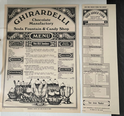 Sammlungsauflösung Ghirardelli Chocolate & More Menu Order Form Soda Fountain