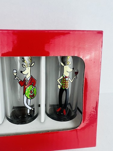 Reindeer Shot Glasses Set Of 4 Christmas Barware - Picture 3 of 16