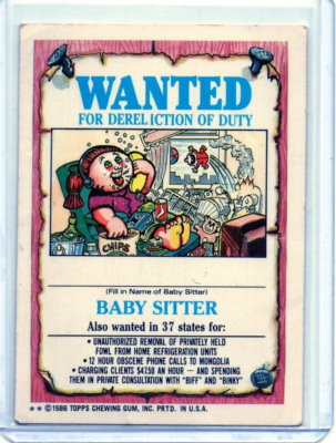 1986 Garbage Pail Kids #132b Unzipped Zack Error Buttons Misprint