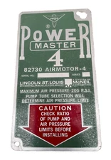 Lincoln Industrial 82730 Air Motor - 4 Pump Serial Plate Only