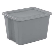 Large Storage Bin, 18 Gallon Plastic Storage Container with Snap-On Lid, Gray