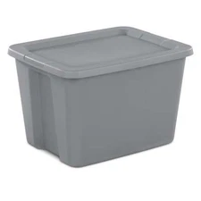 Large Storage Bin, 18 Gallon Plastic Storage Container with Snap-On Lid, Gray