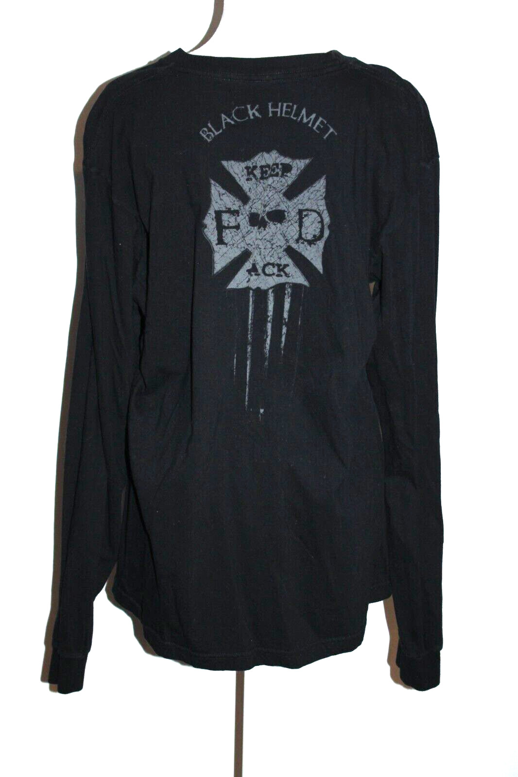 BLACK HELMET Firefighter Apparel Long Sleeve T-shirt Tee Men's Size Large L