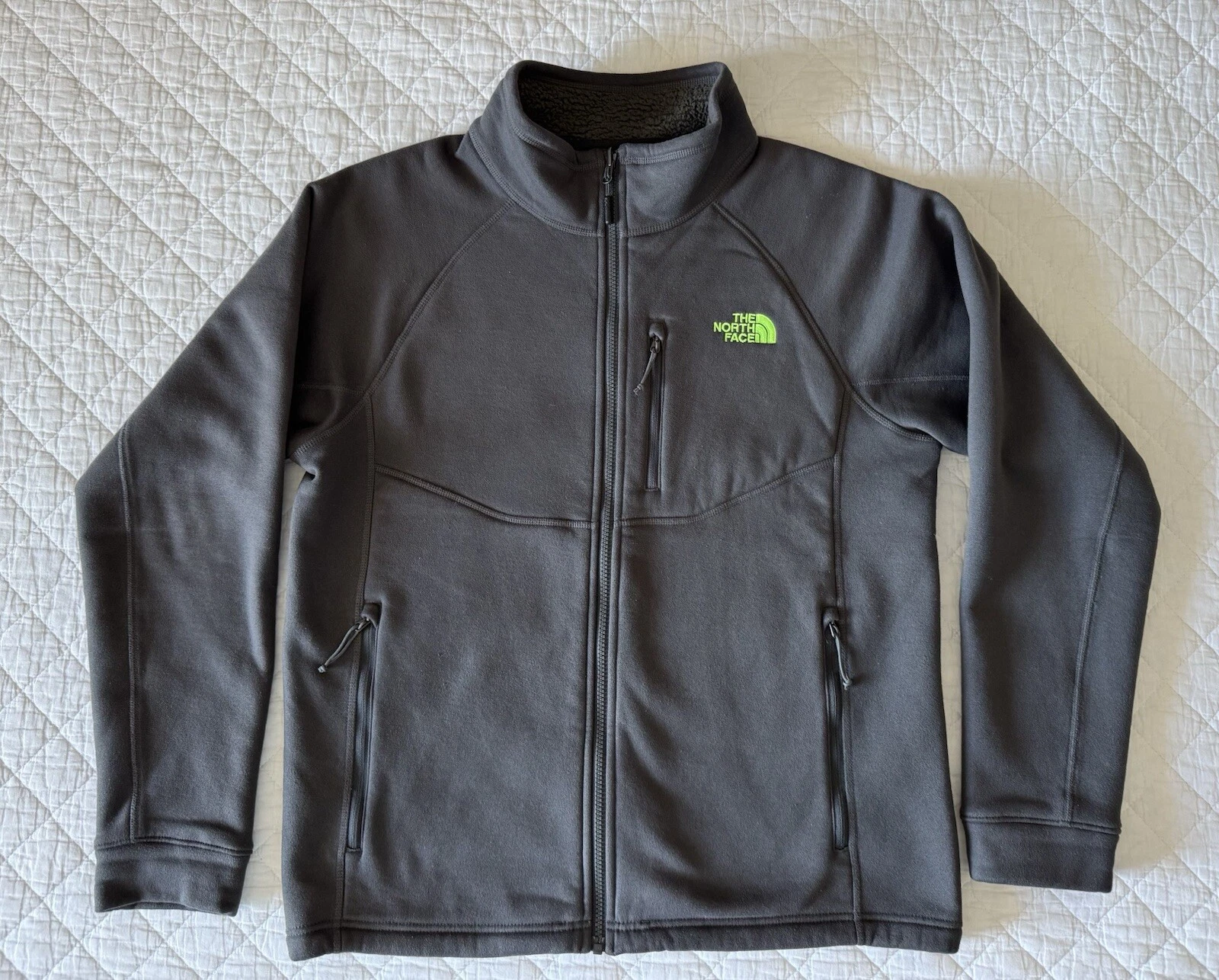 The North Face Mens Fleece Full Zip Jacket Charcoal Gray Medium