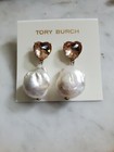 Tory Burch CRYSTAL HEART & PEARL DROP EARRINGS Pink  $178  (New) — photo 1