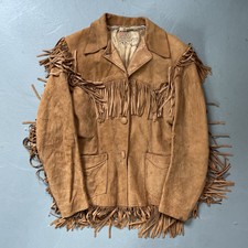 Vintage Levis Big E Shorthorn Leather Fringe Western Hippie Style Jacket Women’s