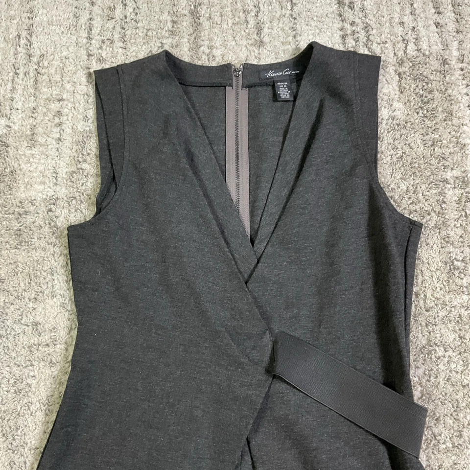 Платье Kenneth Cole New York Hilary женское 4 собранное в Рюш серое с V-образным вырезом платье на молнии - Изображение 3 из 4