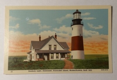 Sankaty Light Built 1850 Siasconset Nantucket Island MA WB Postcard Vtg Unposted