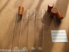 Test Tubes Heat Resistant Pyrex Glass Choiceof Rubber Bung or Caps Lids & Labels