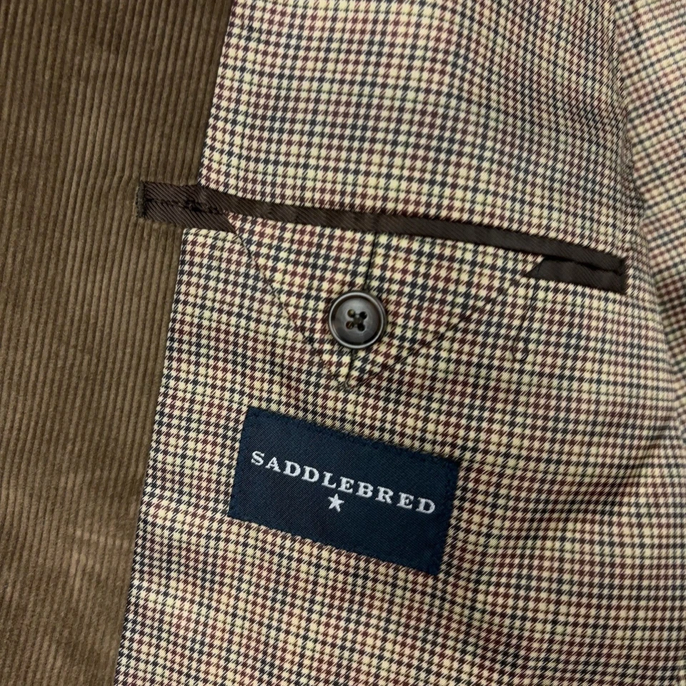 Седловидный вельветовый блейзер куртка мужская 44R коричневый опрятный Sport пальто Academia - Изображение 3 из 4