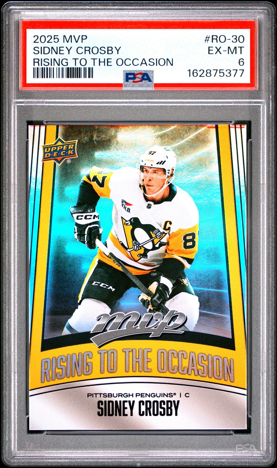 2025 UD MVP RISING TO THE OCCASION #RO-30 SIDNEY CROSBY PSA 6 view 1
