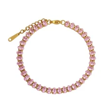 Classic Tennis Bracelet Adjustable Silver Color Stackable Chain Bracelet Colorfu