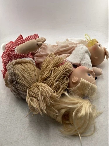 Vintage Cabbage Patch Kids Blonde Hair Open Eyes Play Girl Doll Lot Of 3