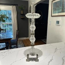 Vintage Hollywood Regency H.S. Ind. Floor Ashtray Stand Glass Marble 28” Tall