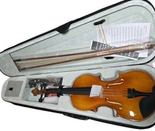 Full-Size 4/4 Basswood Violin with Preset Bridge, Case, Bow, Rosin and More NEW