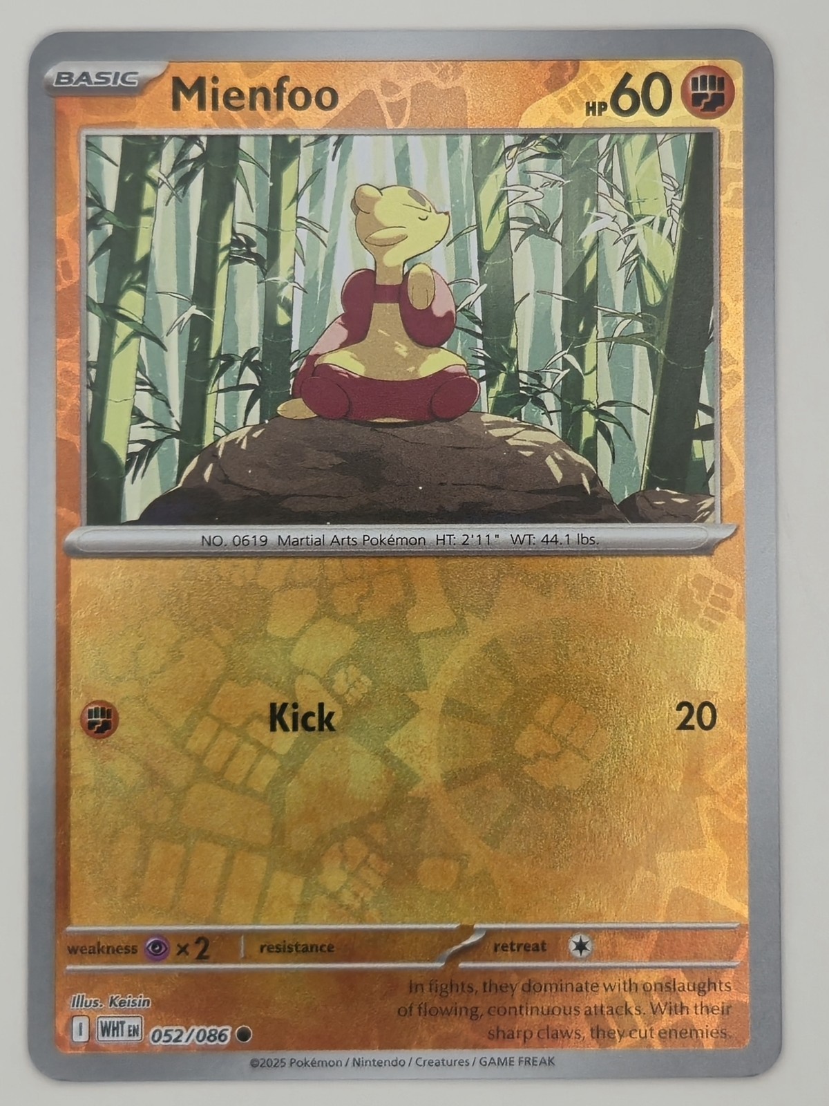 Mienfoo 052/086 Reverse Holo Common White Flare Pokemon TCG NM