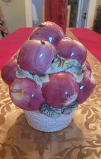 CESTA DE MANZANA DE CERÁMICA ITALIANA DE COLECCIÓN BOTE BAZAR MUNDIAL TARRO DE AZÚCAR PARA GALLETAS 10 PULGADAS