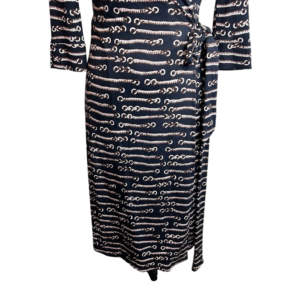 Vestido envolvente G2U Diane von Furstenberg talla 2 negro Justin cadena eslabón seda DVF Foto 3 de 4