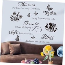 4 Pieces Inspirational Family Quotes Wall Decals This is Us Bless This Home