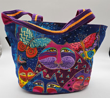 Laurel Burch Zipper Tote Bag Colorful Fun Crazy Cat Lover