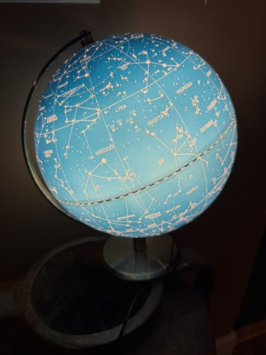 Light Up Celestial Star Map Globe Lamp Rotating Constellation Astronomy Deco EUC