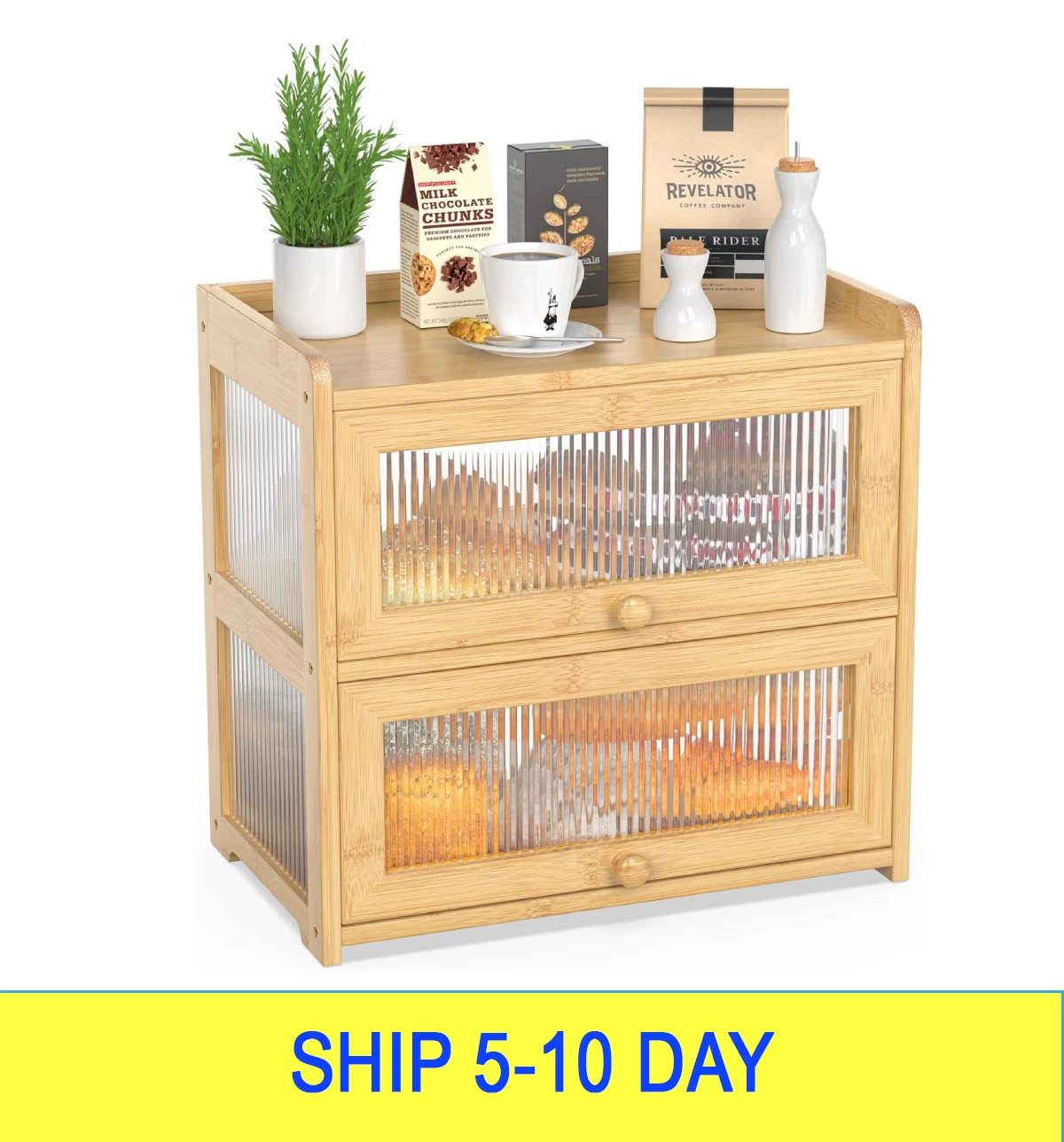 BAMBANG Extra Large Bamboo Bread Box - Thumbnail 5