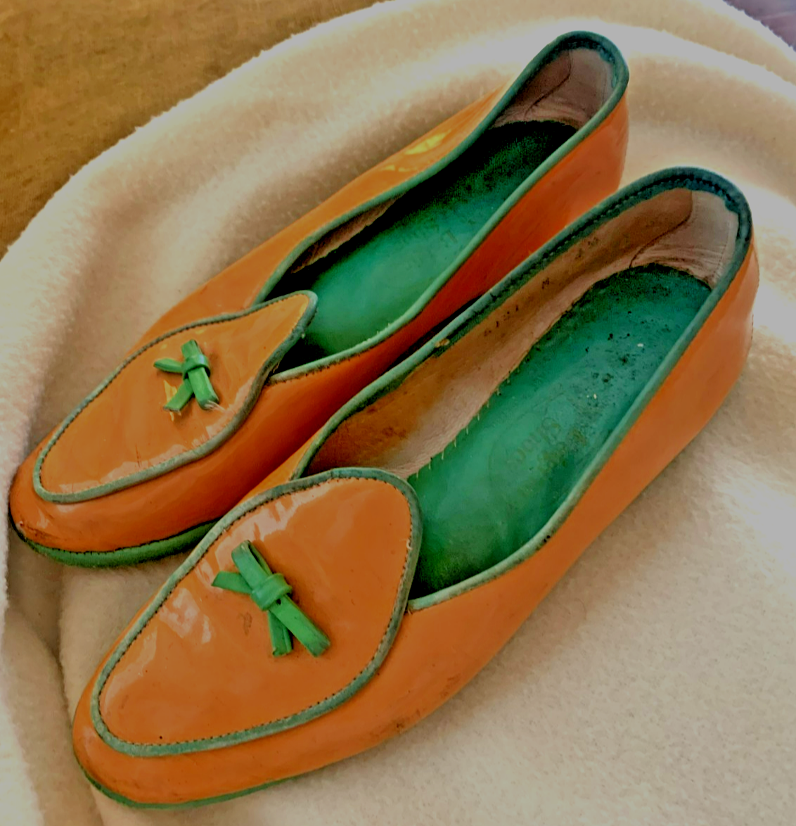 Belgian Shoes Midinette Orange Green Patent Leather Size 4 1/2 M US Size 5  Women | eBay