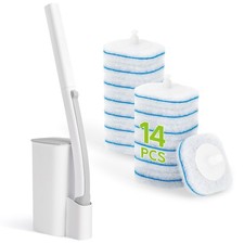Toilet Bowl Cleaner Wand with 14 Refills, Disposable Toilet Brush Set with Ho...