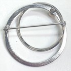 Sterling Brushed & Polished Double Circle Faux Pearl Brooch 4.6g — photo 2