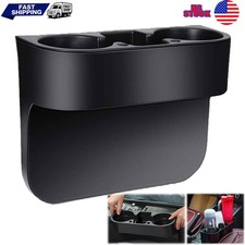 Car Seat Seam Gap Wedge Cup Holder Drink Bottle Stand Storage Organizer Black