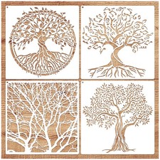 14 Inch Large Tree Stencils for Painting on Wood Crafts Reusable large, white