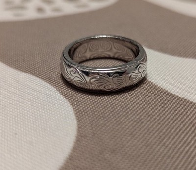 TACORI BAND EHERING GRAVUR RANKEN GRÖSSE 6 EUC STERLING NUR WENIGE MALE GETRAGEN
