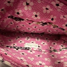Vera Bradley Pink Green White Floral Quilted Tote Bag with Zipper Accent