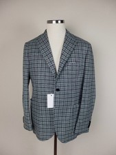 NO CUSTOMS TAX SARTORIO Napoli Kiton green gray plaid wool silk sportcoat 42