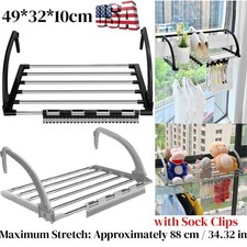 Folding Clothes Drying Rack Stainless Steel Laundry Rack with Sock Clips Portabl