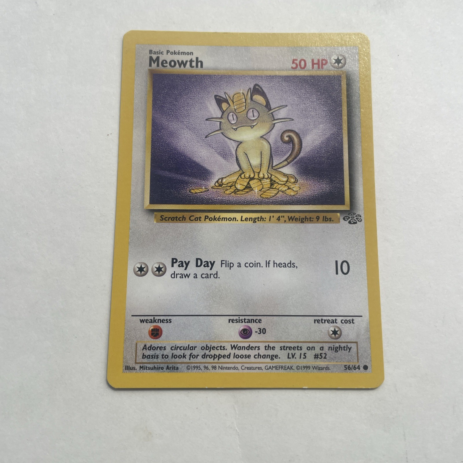 Pokemon Meowth Jungle Set 56/64 Vintage 1999 Wotc
