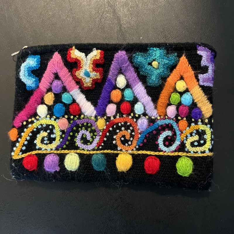  Embroidered Colorful Coin Purse Zipper Pouch Hand Woven Artisan Lined
