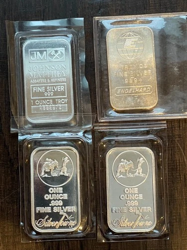 1 oz silver bars lot of 4 mixed bullion